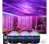 2 in 1 Northern Lights and Ocean Wave Projector with 14 Light Effects for Bedroom,Adjustable Lightness Music Speaker for Bedroom,Aurora Borealis Projector (3pcs,One Size)
