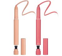 2-in-1 Nude & Pink Lip Liner and Lip Crayon - Matte Lipstick Pencil with Built-in Sharpener, Creamy Texture, Highly Pigmented, Waterproof, Long Lasting（2PCS)