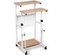 2-In-1 Office Desk w/Height Adjustable Desktop Movable PC Workstation