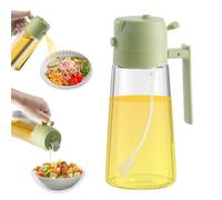 2 in 1 Olive Oil Dispenser and Oil Sprayer Premium Glass Oil Bottle with Non-Drip Spout Oil Mister for Cooking, Kitchen, Salad, Barbecue Green 470ML/ 15.8fl.oz