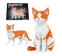 2 IN 1 Orange Cat Building Set for Adults, 2302 Pieces Kitty Mini Micro Building Blocks, Cute Pet Animal Figure Model Toy, Home Desk Decor, Birthday Gifts for Teenagers