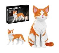 2 In 1 Orange Tabby Cat Building Set for Adults, 2341 Pieces Mini Micro Building Blocks, Animal Bricks Model Toy, Cute Pet Figure Home Desk Decor, Birthday Gift for Teenagers