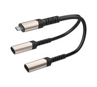2 in 1 Out Type C Female to Male Charging Cord for Solar Panel and Cameras Extension Adapter Cord Solar Double Panel Type C Charging Cable