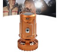 2-in-1 Outdoor Adventure Solar Light and Portable Fan,Solar Camping Lantern with Fan, Folding Lighting Strong Light, Rechargeable,USB Rechargeable LED Lanterns for Camping,Barbecue,Fishing (Gold)