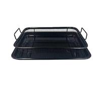 2 in 1 Oven Baking Tray Rack, Air Fryer Chips Crisp Basket, Baking Sheet Oven Grill Tray with Rack, Stainless Steel Cookie Pan Baking Tray, Microwave Mesh Crisping Gril (C)