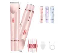2-in-1 Painless Bikini Hair Trimmer, Beauty 2-in-1 Painless Bikini Hair Trimmer, 2 in 1 Dual Head Bikinis Trimmers & Body Shaver, Painless Hair Removal with Silky Glow Finish, Waterproof (Pink)
