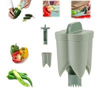 2-in-1 Pepper Seed Remover Tool, Upgrade Deseeding Tool for Bell Pepper & Chili, Apple Core Remover, Quick Vegetable Prep Kitchen Gadget (Green)