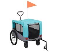 2-in-1 Pet Bike Trailer Blue Grey, Convertible Jogging Stroller for Dogs, Steel Frame with Mesh Windows, Dual Entry, Suspension, 360° Swivel Wheel, Safety Rotating Joint, Quick