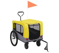 2-in-1 Pet Bike Trailer & Jogging Stroller for Dogs, Yellow and Grey, with Suspension, Dual Entry, 360° Swivel Front Wheel, Quick Release Hitch