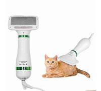2-in-1 Pet Grooming Brush and Hair Dryer - Quiet Deshedding Tool for Dogs & Cats All Sizes with Adjustable Heat & Stainless Steel Tips - Low Noise with Heat Settings - Gentle Airflow
