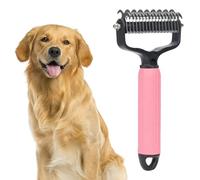 2 in 1 Pet Grooming Tool, Dog Cat Brushes Comb for Grooming Shedding Double Sided Undercoat Rake for Dogs & Cats, Professional Deshedding Brush and Dematting Tool for Long & Short Hair Fur (pink)