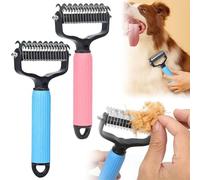 2 in 1 Pet Grooming Tool, Double Sided Undercoat Rake, Deshedding Brush and Dematting Comb for Dogs and Cats, Long and Short Hair