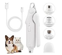 2-in-1 Pet Nail Grinder Clipper Electric Dog Trimmer Low Noise Built-in with 2 LED Lights Grooming Tool for Dogs Cats