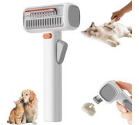 2-in-1 Pet Self-Detangling & Grooming Comb, 2-in-1 Pet Comb Untangle & Remove Tangles One-Touch Switch, Pets Grooming Brush Detangle, Deshed, Massage for Dogs & Cats (A)