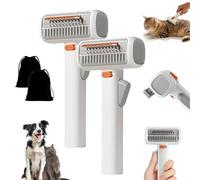 2-In-1 Pet Self-Detangling & Grooming Comb, Cat Brushes for Indoor Cats, One-Touch Switch, Easy to Remove Loose Undercoat,Matted Fur & Tangles, for Dogs & Cats (2PCS)