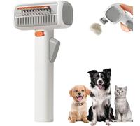 2-in-1 Pet Self-Detangling Grooming Comb, Dog Dematting Comb, Self Cleaning Pet Deshedding Tool, Stainless-Steel Grooming Brush, Professional Undercoat Rake for Short Medium Long Hair Dogs Cats