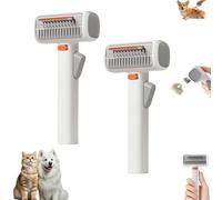 2-in-1 Pet Self-Detangling & Grooming Comb, Gentle Undercoat Rake & Brush, Pet Grooming Comb for Removing Loose Fur from Cats and Dogs (2Pcs)