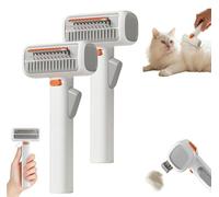 2-in-1 Pet Self-Detangling & Grooming Comb - Professional Deshedding Tool, Remove Tangles One-Touch Switch, Pets Grooming Brush Detangle, for Long or Short Hair, Removes Mats, Tangles & Loose Fur