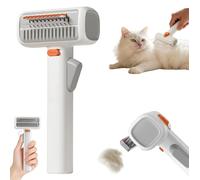 2-in-1 Pet Self-Detangling & Grooming Comb - Professional Deshedding Tool, Remove Tangles One-Touch Switch, Pets Grooming Brush Detangle, for Long or Short Hair, Removes Mats, Tangles & Loose Fur