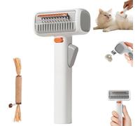 2-in-1 Pet Self-Detangling & Grooming Comb - Professional Deshedding Tool & Undercoat Rake for Dogs & Cats, Stainless Steel Teeth Gentle Dematting Brush, Removes Mats, Tangles & Loose Fur (1Pcs)