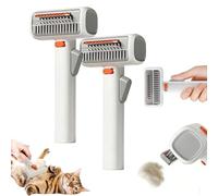 2-in-1 Pet Self-Detangling & Grooming Comb, Self-Cleaning Deshedding Brush with Stainless Steel Teeth, Undercoat Rake for Dogs & Cats, Removes Loose Fur, Mats & Tangles for Long & Short Hair (2Pcs)