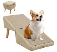 2-in-1 Pet Steps and Ramp with Anti-Slip Design and Foldable Seat for Indoor Use by Elderly, Disabled, or Low-Mobility Dogs and Cats