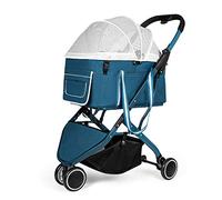 2 in 1 Pet Strollers Dog Strollers for Small Medium Dogs Detachable Pet Stroller for Dogs/Cats Carrier with Double Triangle Structure Frame (Purple) (Blue)