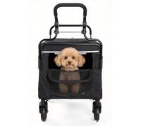 2-in-1 Pet Wagon Stroller for Large Dogs, Collapsible All-Terrain Cart with Ramp, Safety Brake & Smooth Swivel Wheels, Breathable Mesh, Robust Outdoor Travel Gear for Hiking and Camping
