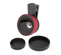 2-in-1 Phone Camera Lens Macro/Wide Angle Lens Clip Carry Pouch Red, 50x50x35mm