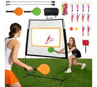 2-in-1 Pickleball & Badminton Net Set, Indoor Badminton Set, Adjustable Height 1.8-2.25m, with 2 Rackets, 2 Pickleballs, 10 Shuttlecocks & Carry Bag for Indoor Outdoor Games, Garden, Beach, Camping