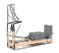 2-In-1 Pilates Reformer Machine, Pilates Equipment Trainer for Home And Studio, Ultrafine Leather, Adjustable Resistance System,Multi-Purpose Professional Fitness Equipment(Maple) (B )