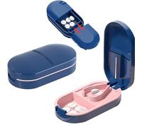 2 in 1 Pill Cutter and Splitter with Stainless Steel Blade for Cutting Small or Large Pills, Travel Mini Medicine Dispenser Box, Supplement Sorter, Fish Oil Planner, Perfect for Traveling