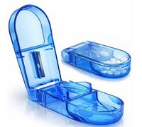 2-in-1 Pill Cutter with Storage - Precise Tablet Cutter with Sharp Stainless Steel Blade, BPA-Free Food Grade Plastic, Compact & Travel Ready, Easy One-Hand Operation