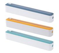 2 in 1 Plastic Wrap Organizer and Cutter, Plastic Wrap Dispenser with Cutter, Aluminum Foil and Cling Film Dispenser for Kitchen, Clingfilm Roll Holder Dispenser for Home, Kitchen, Restaurant (3Pcs)