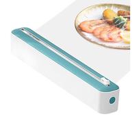 2 in 1 Plastic Wrap Organizer and Cutter, Plastic Wrap Dispenser with Cutter, Aluminum Foil and Cling Film Dispenser for Kitchen, Clingfilm Roll Holder Dispenser for Home, Kitchen, Restaurant (Green)