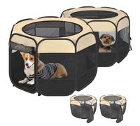 2-in-1 Pop Up Cat Playpen, Detachable into 2 Separate Pens, Assembly-Free Portable Puppy House Collapsible Dog Crates Pet Pen Tent Kennel Kitten Enclosure Cage Indoor Outdoor Foldable(M)