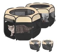 2-in-1 Pop Up Cat Playpen, Detachable into 2 Separate Pens, Assembly-Free Portable Puppy House Collapsible Dog Crates Pet Pen Tent Kennel Kitten Enclosure Cage Indoor Outdoor Foldable(S)