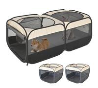 2-in-1 Pop Up Cat Playpen, Detachable into 2 Separate Pens with Additional Doors, Assembly-Free Portable Dog Crates Pet Pen Tent Kennel Kitten Puppy Enclosure Cage Indoor Outdoor Foldable Condo(S)