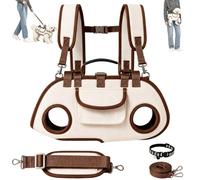 2-in-1 Portable Breathable Pet Carrier, Multifunctional Traction Bag for Dogs & Cats, Collapsible Mesh Carrier with Adjustable Strap for Puppies Cats Daily Travel (Brown-M-B)