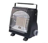 2-in-1 Portable Butane Heater and Stove, Cordless Gas Camping Heater with Automatic Ignition, Compact Stainless Steel Outdoor Heating and Cooking for Tent, Patio, Black