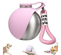 2 in 1 Portable Dog Water Bottle, 285ml Foldable Dog Travel Water Bottle with Silicone Bowl, Leak Proof Pet Water Bottle for travel, Walks, Hikes, Park Visits, Tainless Steel, Silicone (Pink)