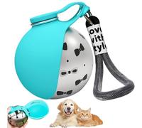 2-in-1 Portable Dog Water Bottle, 285ml Stainless Steel Travel Pet Drinker with Food-Grade Silicone Leaf Bowl, Leak-Proof & BPA-Free Dog Travel Dispenser for Walking, Hiking & Outdoor Trips (Blue)