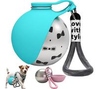 2-in-1 Portable Dog Water Bottle for Small Dog, Foldable Pet Water Bottle for Travel, Leak Proof & Compact Dogs Waters Dispenser with Drinking Bowl for Walking, Hiking, Puppy & Cat (Blue B)