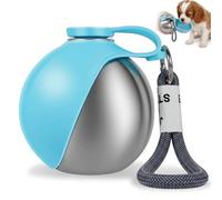 2 in 1 Portable Dog Water Bottle for Walking, 285ml Stainless Steel Dog Drinking Bottle with Silicone Foldable Bowl, 2026 New Puppy Water Dispenser & Feeder for Hiking Camping Travel Park Visit(Blue)