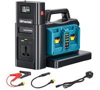 2-in-1 Portable Inverter Charger, 500W Pure Sine Wave Inverter & 4-Ports Charger Simultaneous Charging for Makita 18V Battery, DC 18V to AC Outlet 230V Power Converter for RV Camp Off-Grid