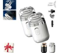 2-in-1 Portable Mini Capsule Shaver, Washable Electric Beard Razor with Automatic Type-C Charging, Multifunctional Travel-Friendly Design for Men (White 2)