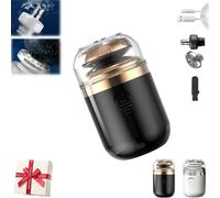 2-in-1 Portable Mini Capsule Shaver, Washable Electric Beard Razor with Automatic Type-C Charging, Multifunctional Travel-Friendly Design for Men (Black)
