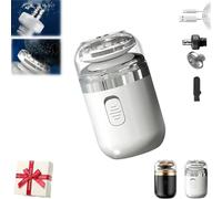 2-in-1 Portable Mini Capsule Shaver, Washable Electric Beard Razor with Automatic Type-C Charging, Multifunctional Travel-Friendly Design for Men (White)