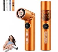 2-in-1 Portable Rotating mini Fan & Flashlight, Foldable Mini Handheld Fan with Light & Digital Display, 3000mah Rechargeable Handheld Fans with 90° Rotating, Wearable Around the Neck (Orange)