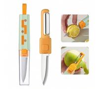 2-in-1 Potato Peeler & Paring Knife - Portable Vegetable Peeler for Kitchen or Outdoor, Veg Peeler Stainless Steel, Speed Peeler Hand with Small Fruit Knife for Potatoes, Carrot, Potatoe, Green